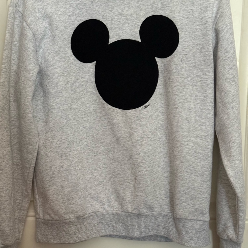 Women's Gray Sweatshirt with Black Velvet Mouse Ears Design size XS by H&M